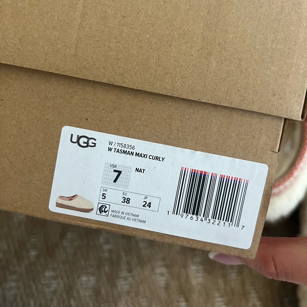 UGG Cream and Red Tasman Maxi Curly Slippers - Picture 3 of 5